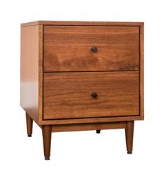 The Amish Cumulus Two Drawer Nightstand has a mid century modern style to store away your important bedroom essentials. Features two spacious dovetailed drawers with full extension drawer slides for your convenience when opening and closing the drawers.